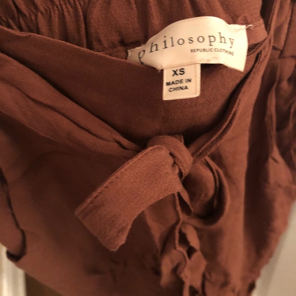 Philosophy brown slight crop high waisted tie pant - Picture 3 of 5